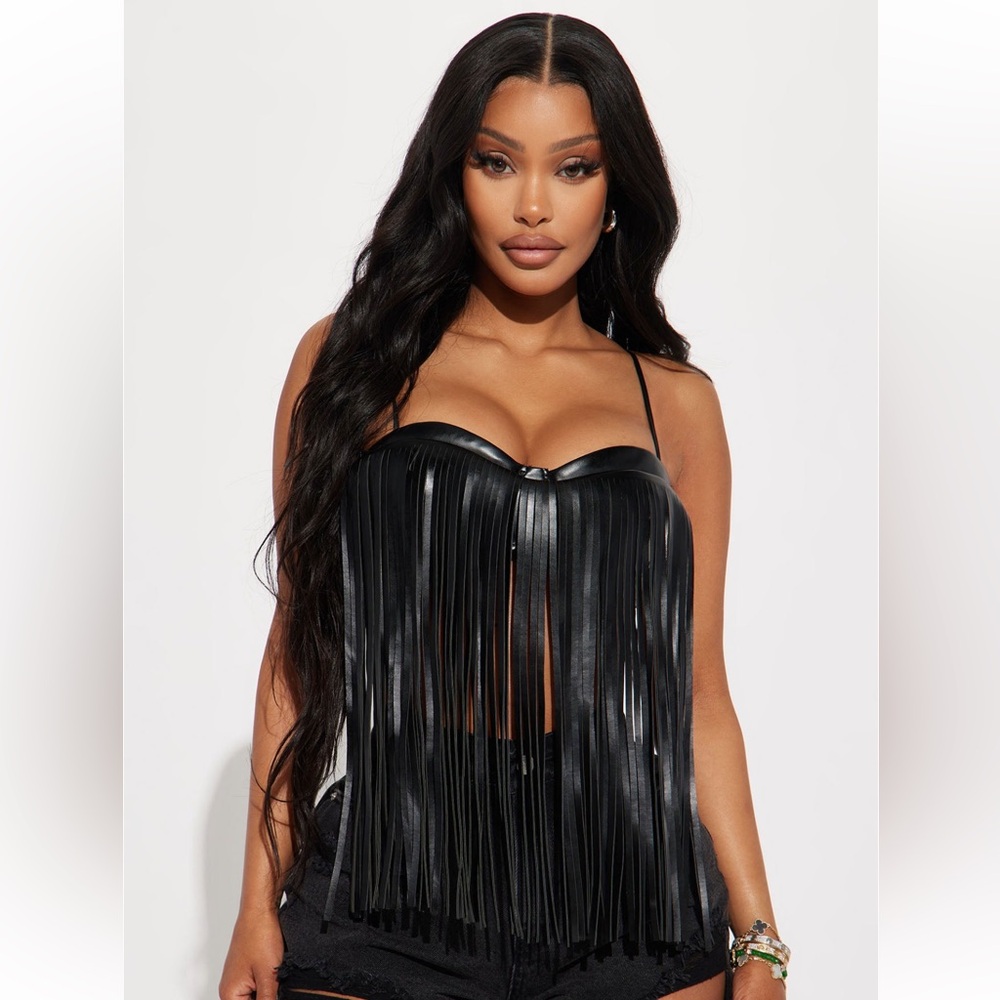 Work ONCE western cowgirl black tassel bustier